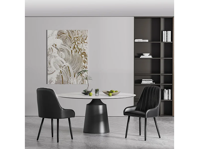 Set van 2 eetkamerstoelen, gestoffeerd, op metalen poten