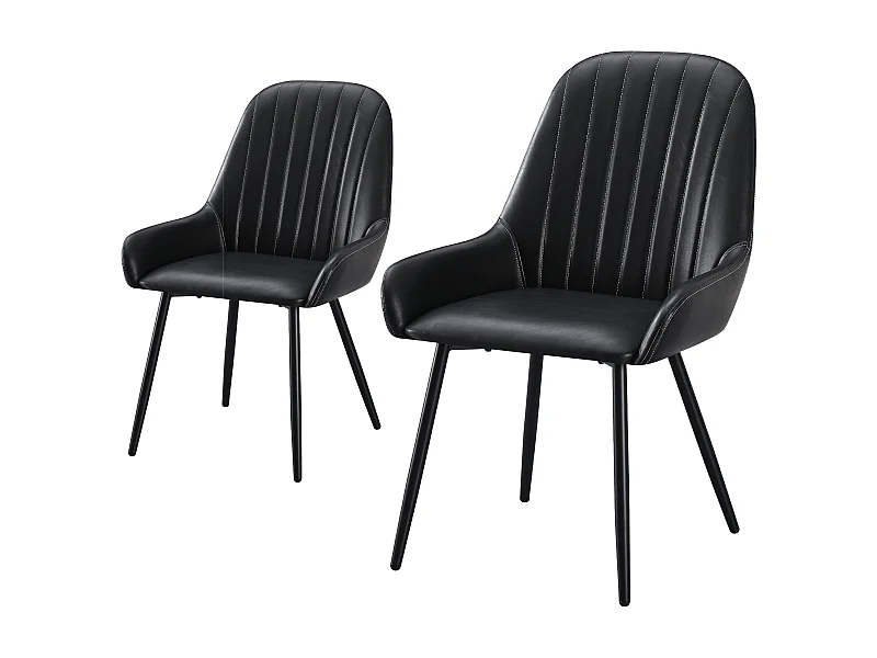 Lot de 2 chaises de salle à manger, tapissées, sur pieds en métal