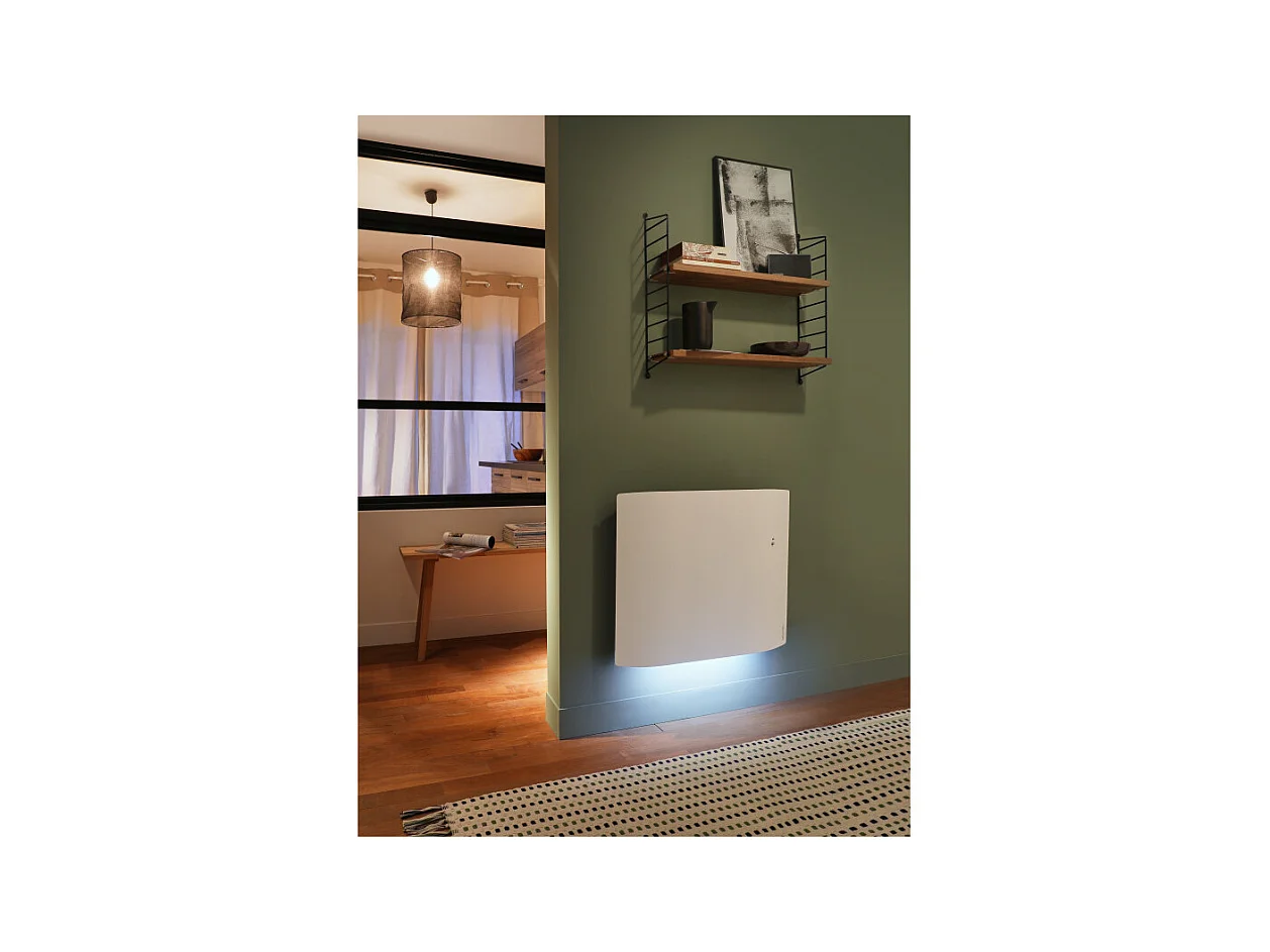 Radiateur électrique connecté lumineux DIVALI horizontal 1500W blanc carat ATLANTIC 507613