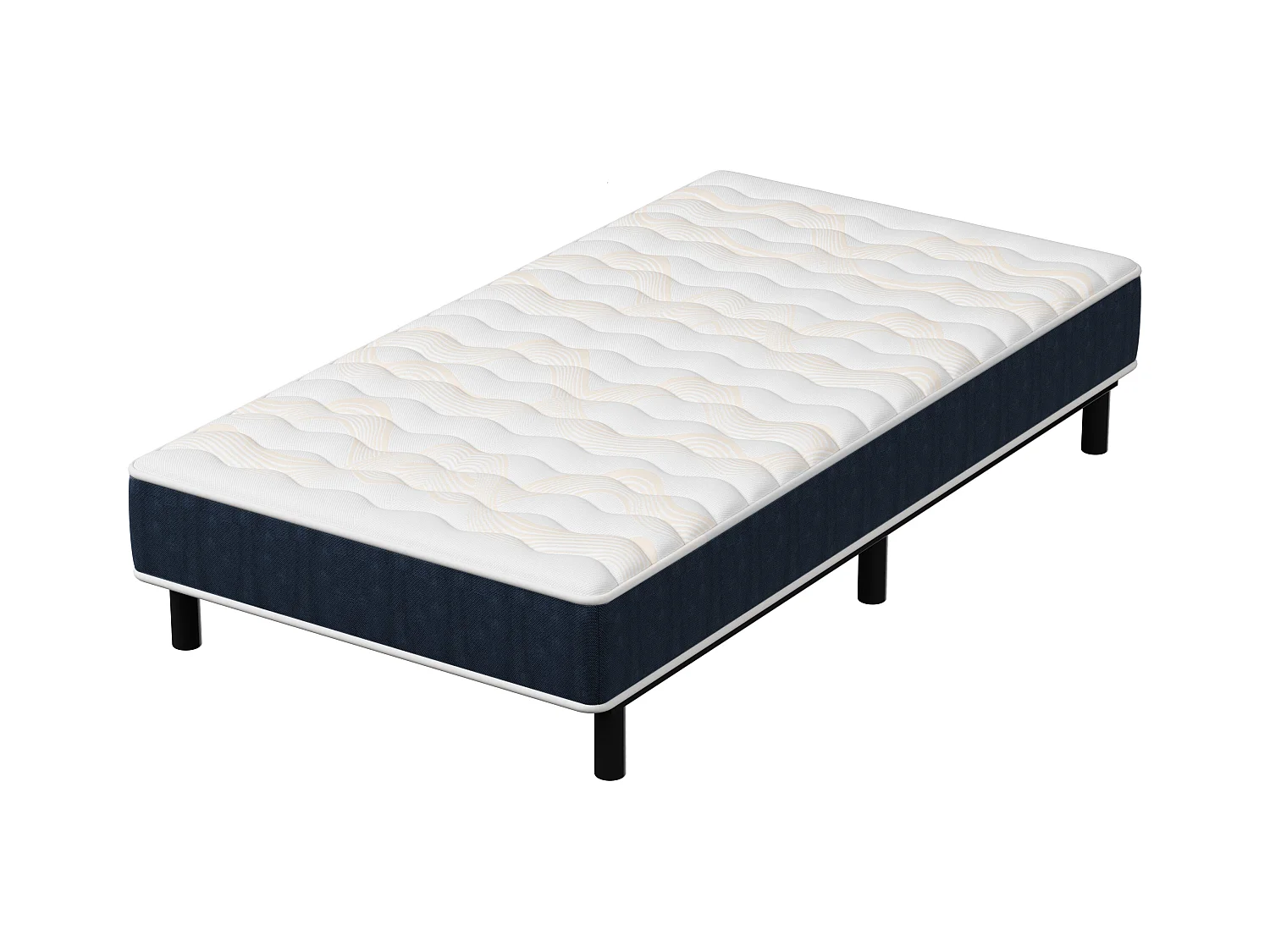 Combinaison lit matelas 90x190 cm, Matelas à Mémoire de Forme + Cadre de Lit en Fer, Comprenant 6 pieds, Epaisseur du matelas 15 cm