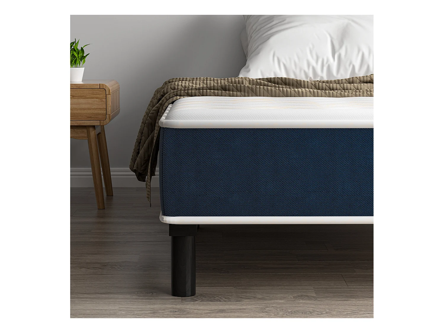 Combinaison lit matelas 90x190 cm, Matelas à Mémoire de Forme + Cadre de Lit en Fer, Comprenant 6 pieds, Epaisseur du matelas 15 cm