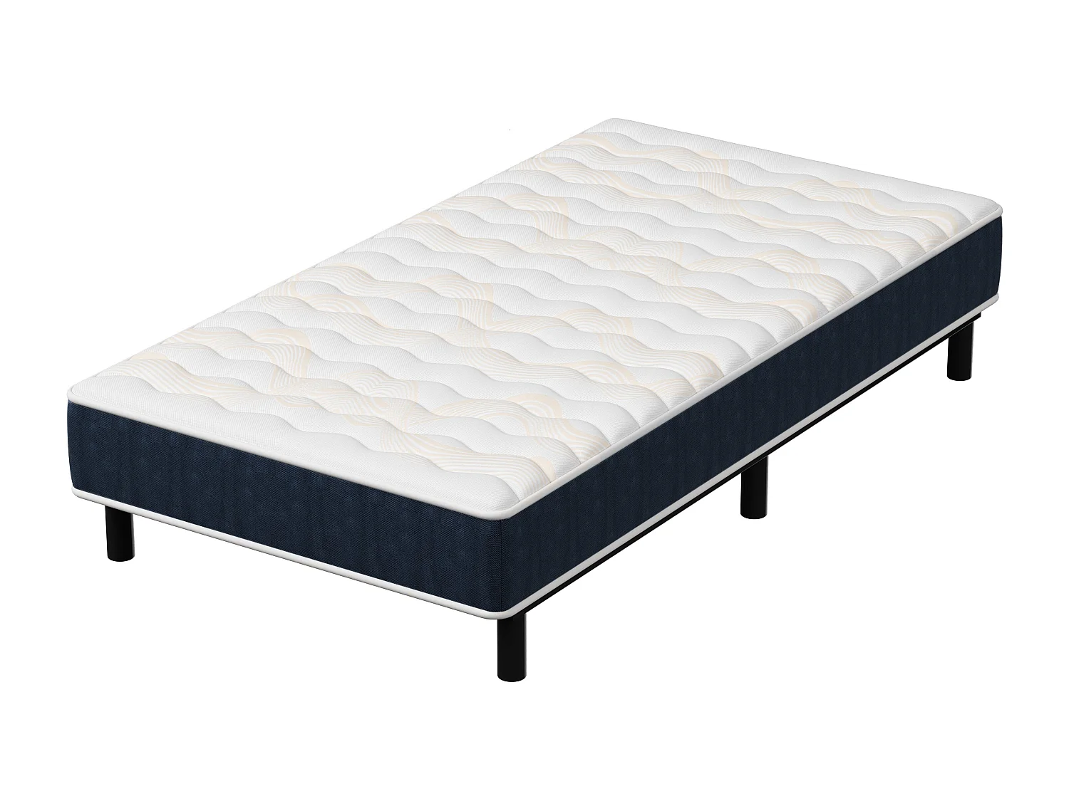 Combinaison lit matelas 90x190 cm, Matelas à Mémoire de Forme + Cadre de Lit en Fer, Comprenant 6 pieds, Epaisseur du matelas 15 cm