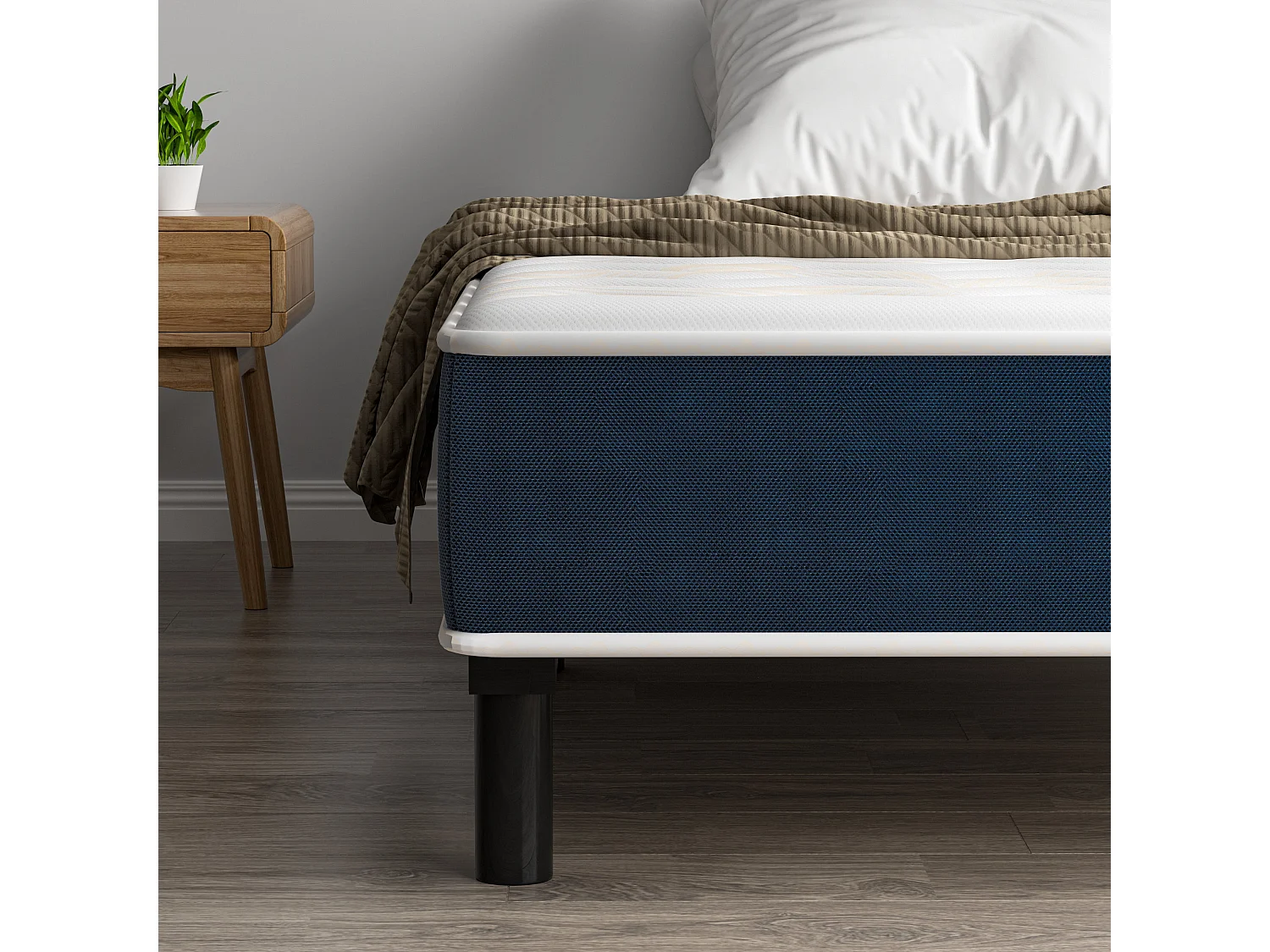 Combinaison lit matelas 90x190 cm, Matelas à Mémoire de Forme + Cadre de Lit en Fer, Comprenant 6