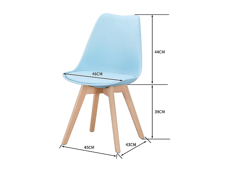 Chaises de Salle à Manger scandinave, Chaise de Bureau rétro, Bleu Clair, Lot de 4