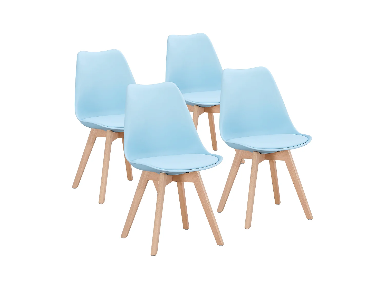 Chaises de Salle à Manger scandinave, Chaise de Bureau rétro, Bleu Clair, Lot de 4