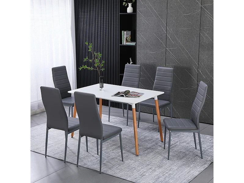 Set van 6 eetkamerstoelen, grijs, bureaustoel
