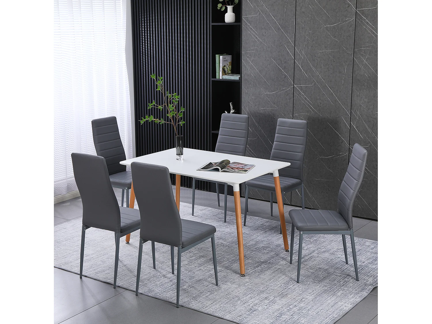 Lot de 6 chaises de salle à manger, gris, chaise de bureau