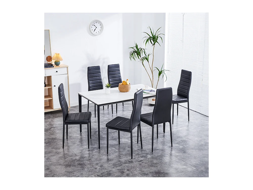 Lot de 6 Chaises de Salle à Manger, Noir