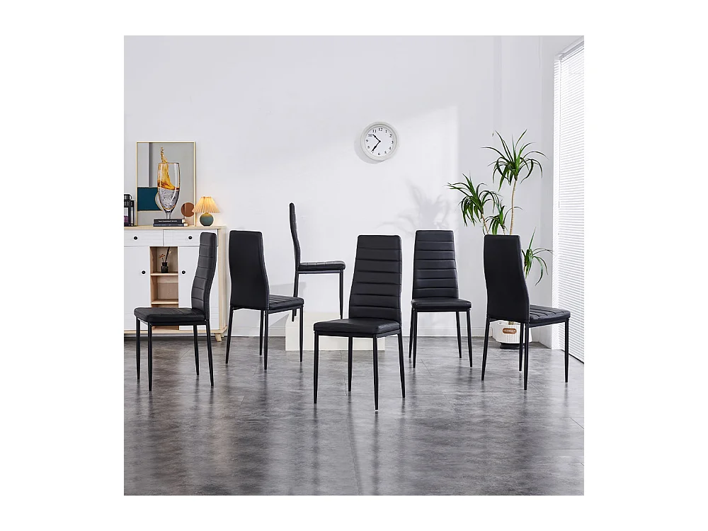 Lot de 6 Chaises de Salle à Manger, Noir