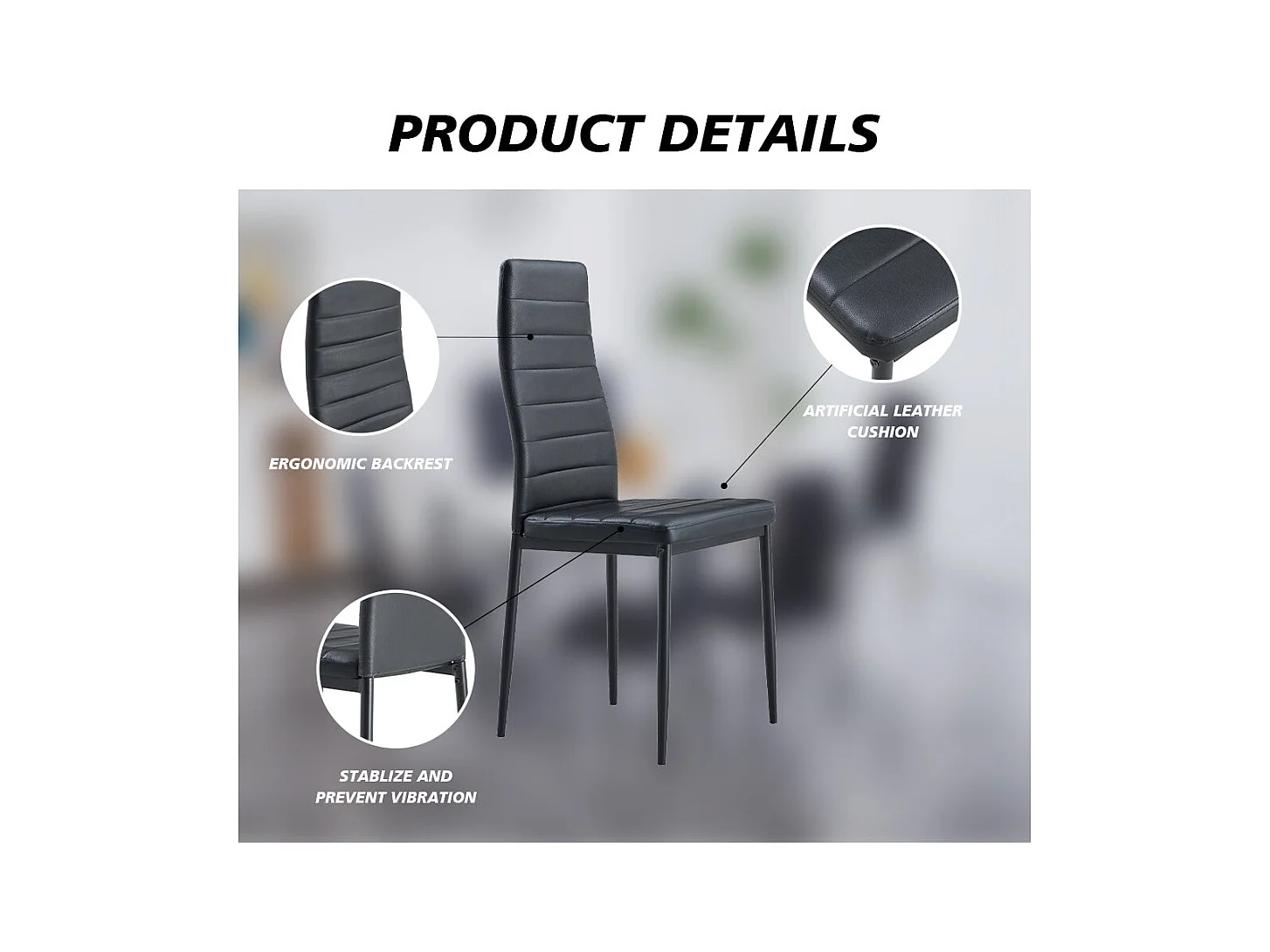 Lot de 6 Chaises de Salle à Manger, Noir