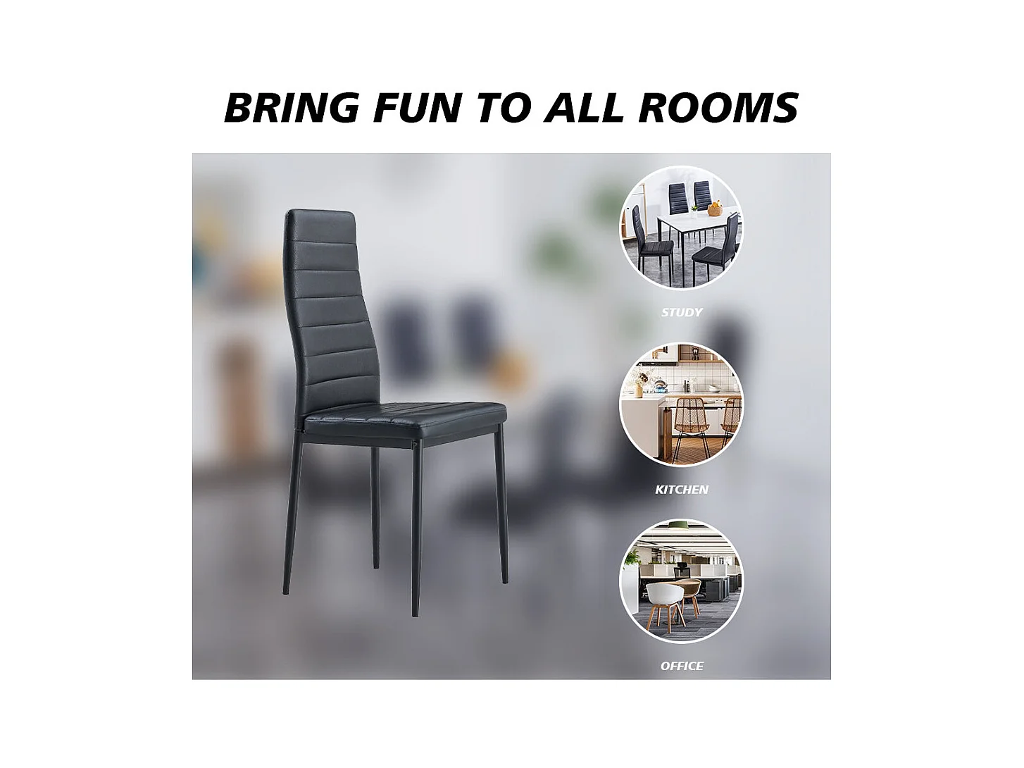 Lot de 6 Chaises de Salle à Manger, Noir