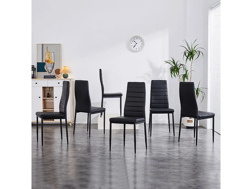 Lot de 6 Chaises de Salle à Manger, Noir