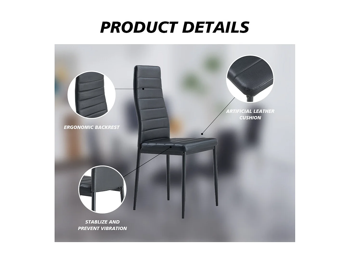 Lot de 6 Chaises de Salle à Manger, Noir