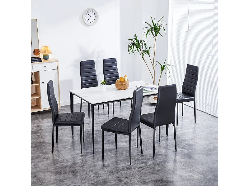 Lot de 6 Chaises de Salle à Manger, Noir