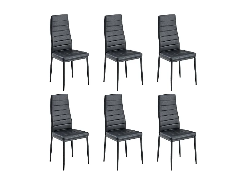 Set van 6 eetkamerstoelen, zwart