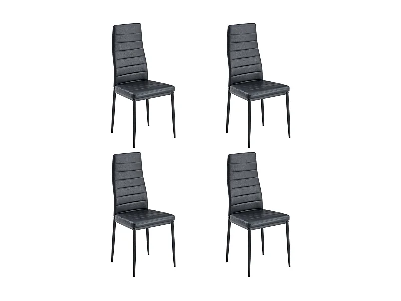 Lot de 4 chaises de salle à manger, noir, ligne horizontale, chaise de bureau