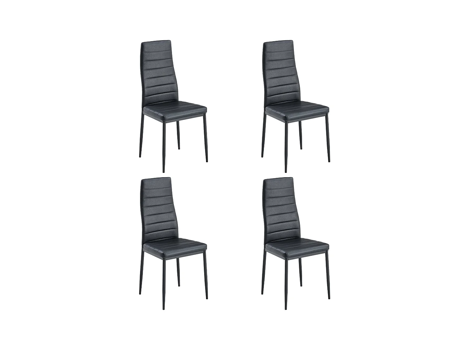 Lot de 4 chaises de salle à manger, noir, ligne horizontale, chaise de bureau