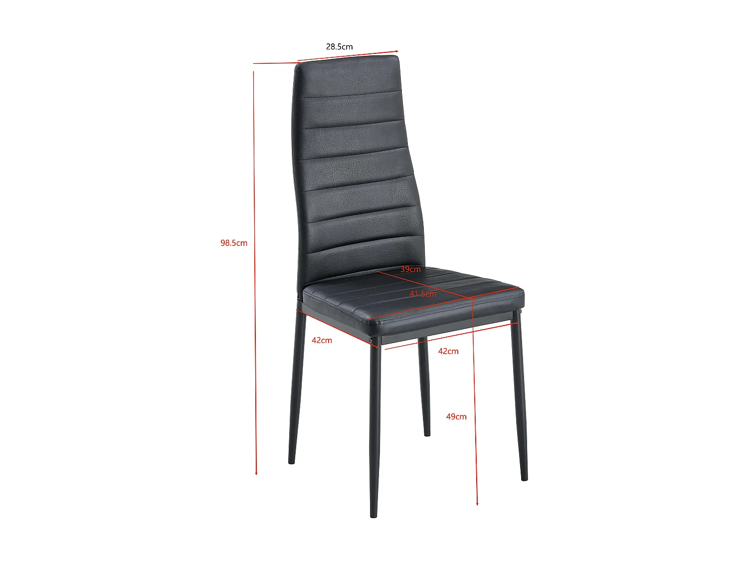 Lot de 4 chaises de salle à manger, noir, ligne horizontale, chaise de bureau