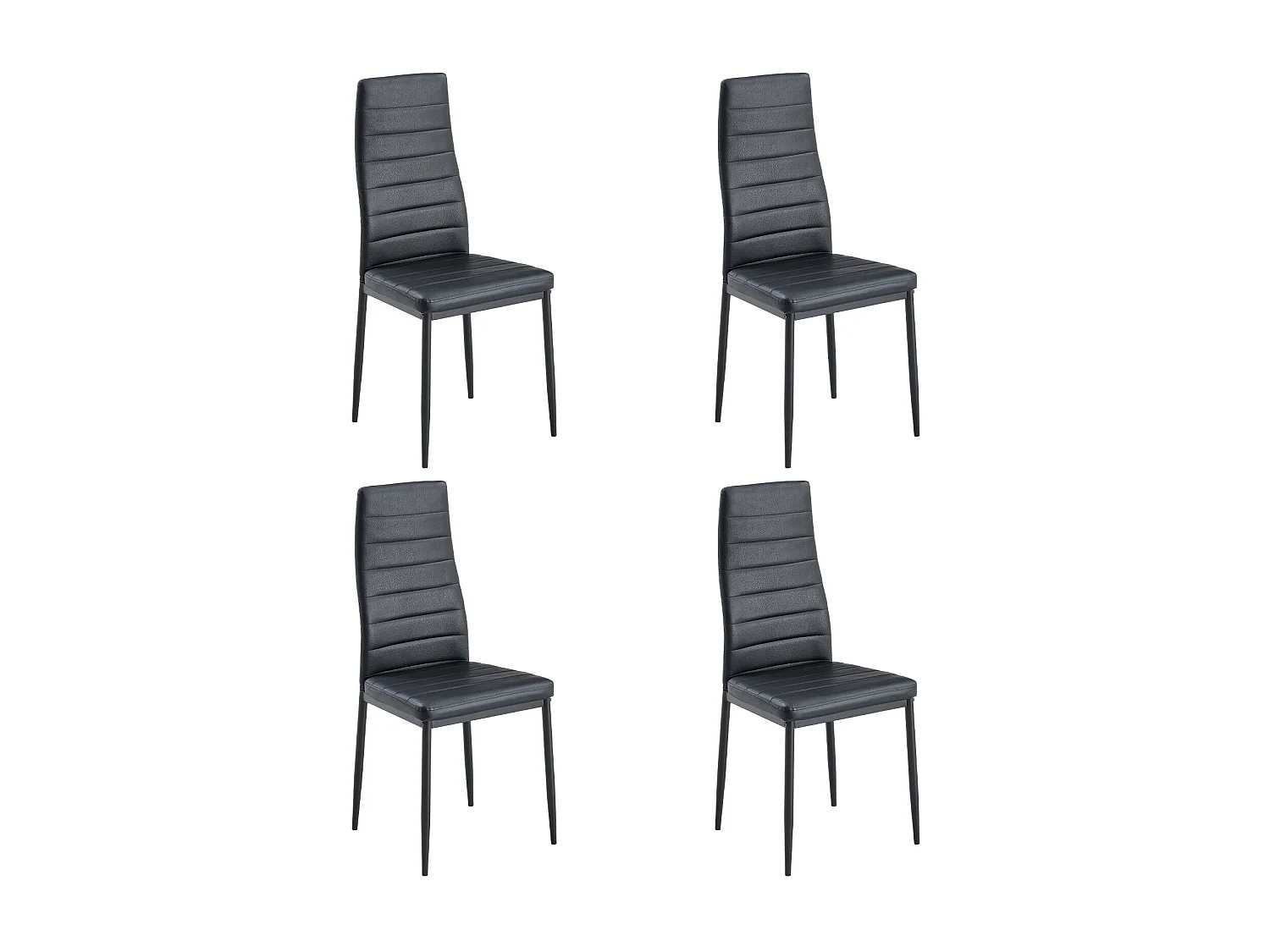 Lot de 4 chaises de salle à manger, noir, ligne horizontale, chaise de bureau