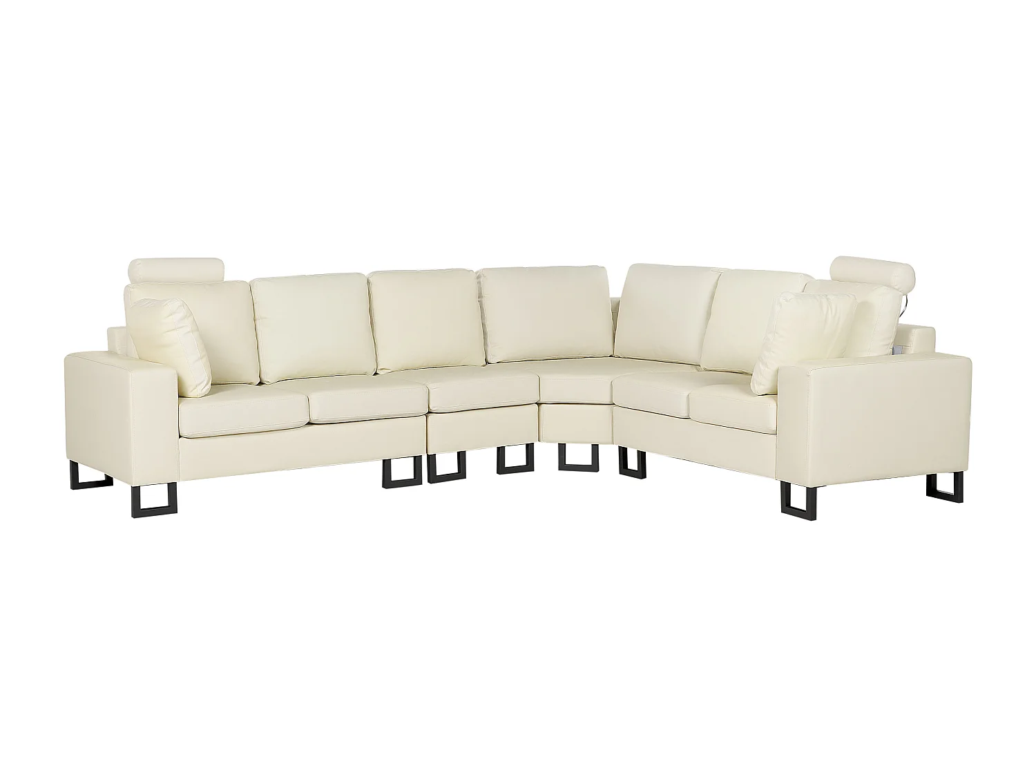 Canapé d'angle STOCKHOLM Cuir Crème 6 places Côté gauche