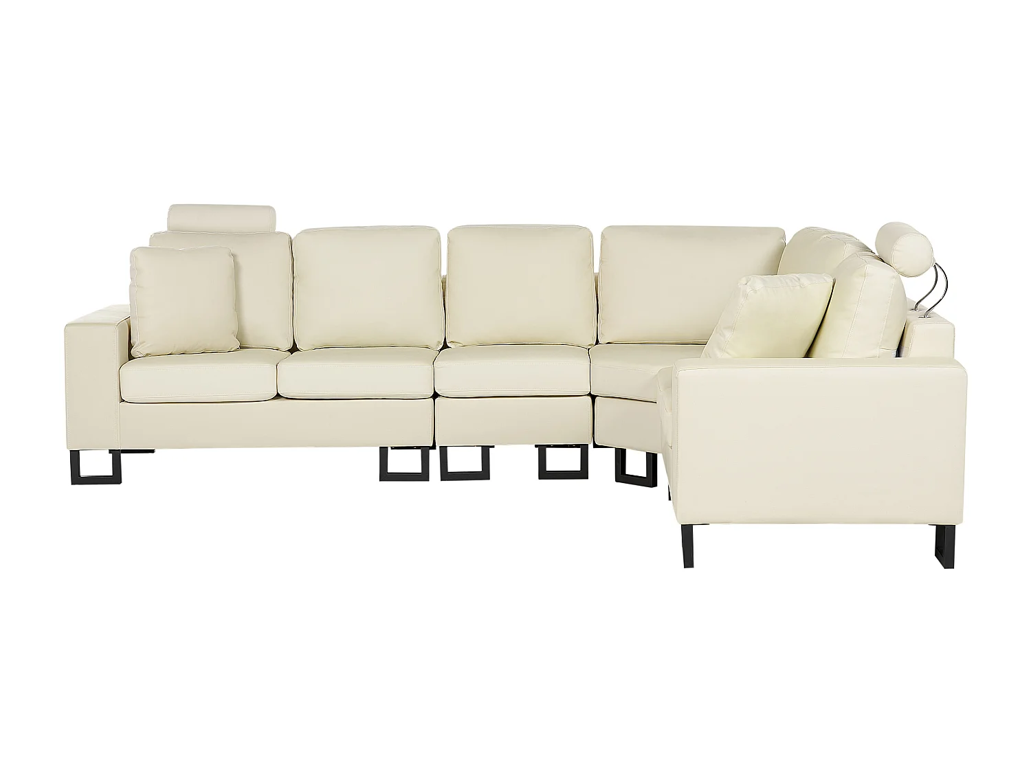 Canapé d'angle STOCKHOLM Cuir Crème 6 places Côté gauche