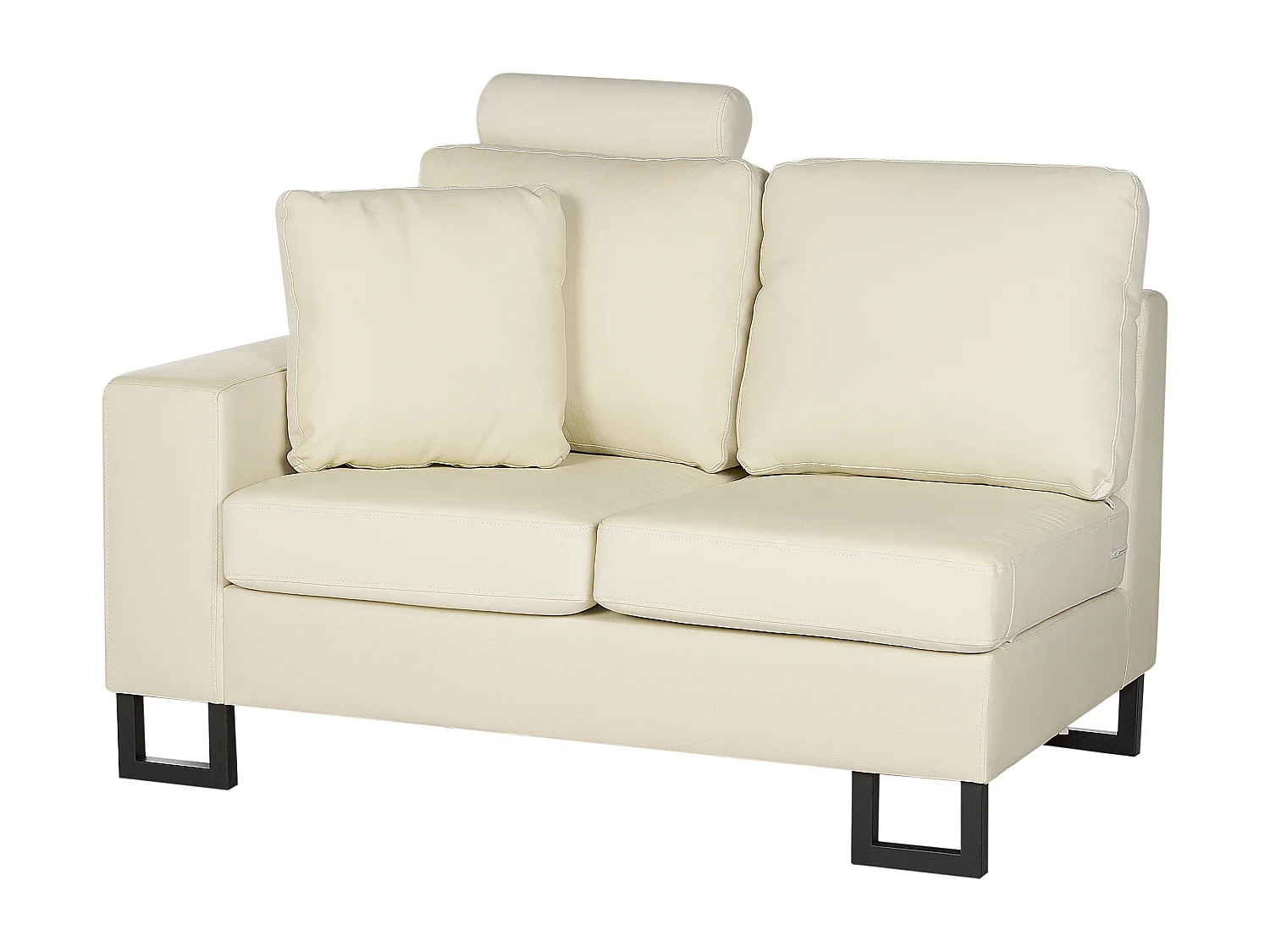 Canapé d'angle STOCKHOLM Cuir Crème 6 places Côté gauche