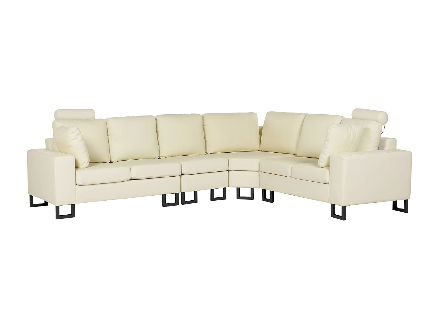 6-Sitzer Ecksofa Leder creme linksseitig STOCKHOLM II