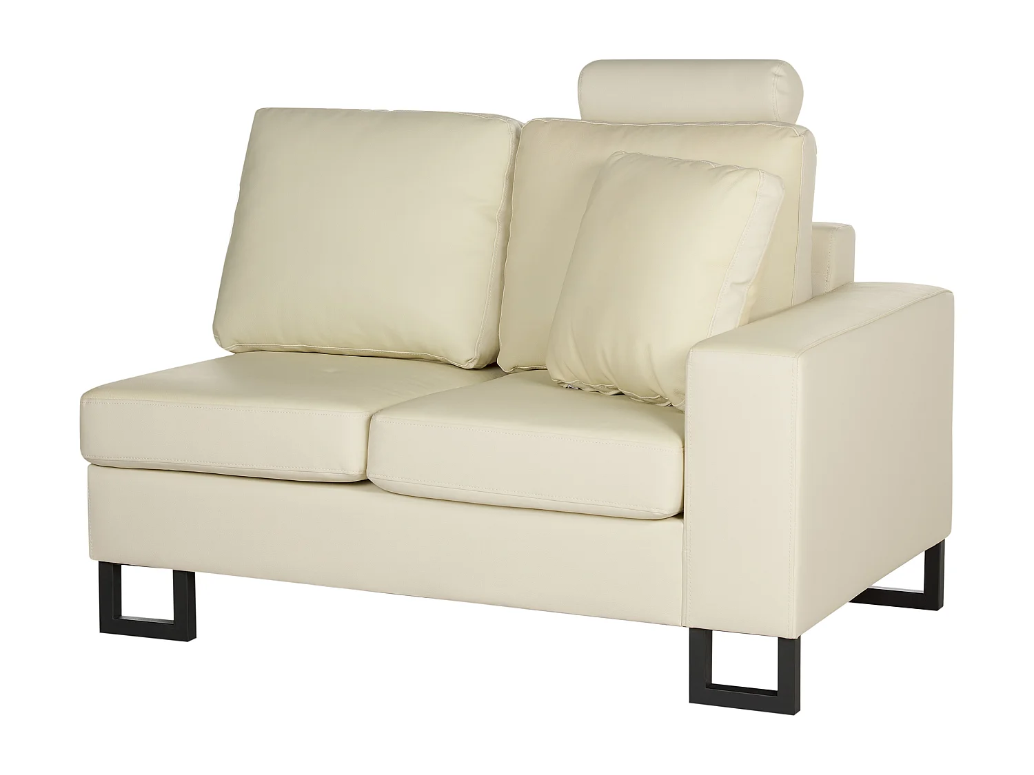 Canapé d'Angle à Gauche avec Appui-Tête Réglable Taies Lavables en Cuir Beige Crème Stockholm II