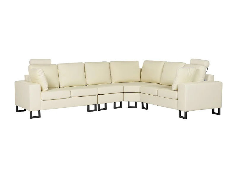 6-Sitzer Ecksofa Leder creme linksseitig STOCKHOLM II