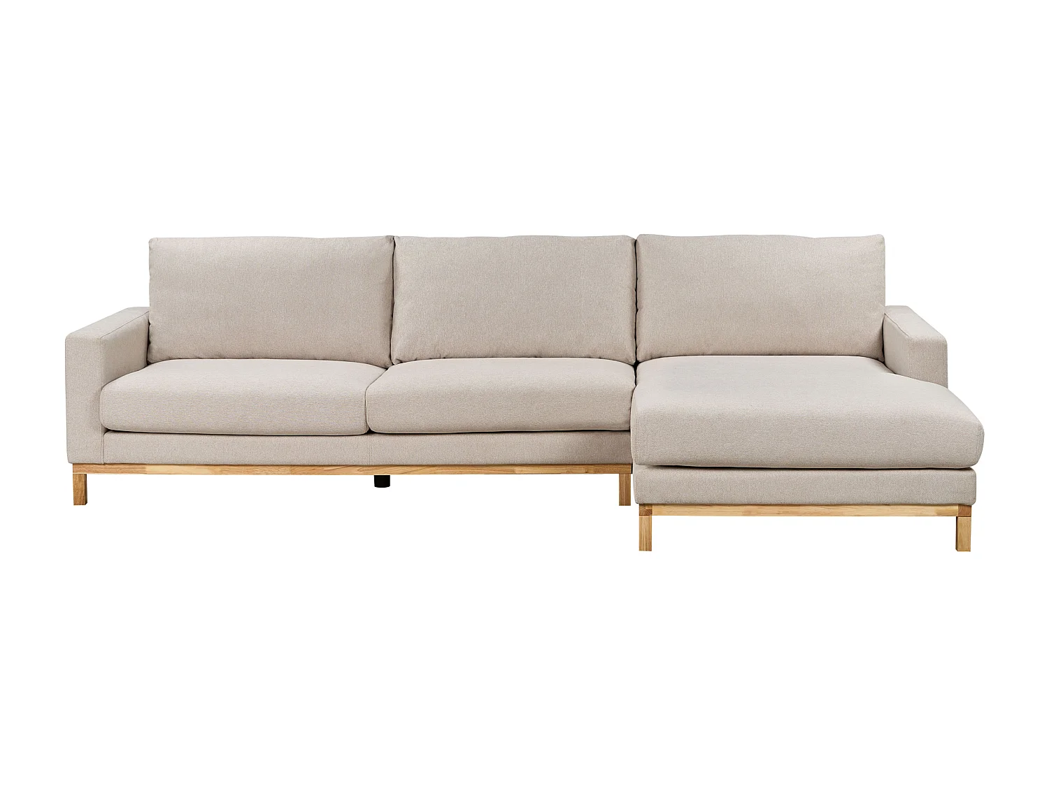 Canapé d'Angle à droite en Tissu Pieds en Bois Beige Siggard