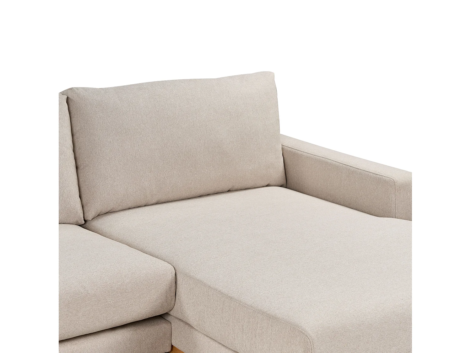 Canapé d'Angle à droite en Tissu Pieds en Bois Beige Siggard