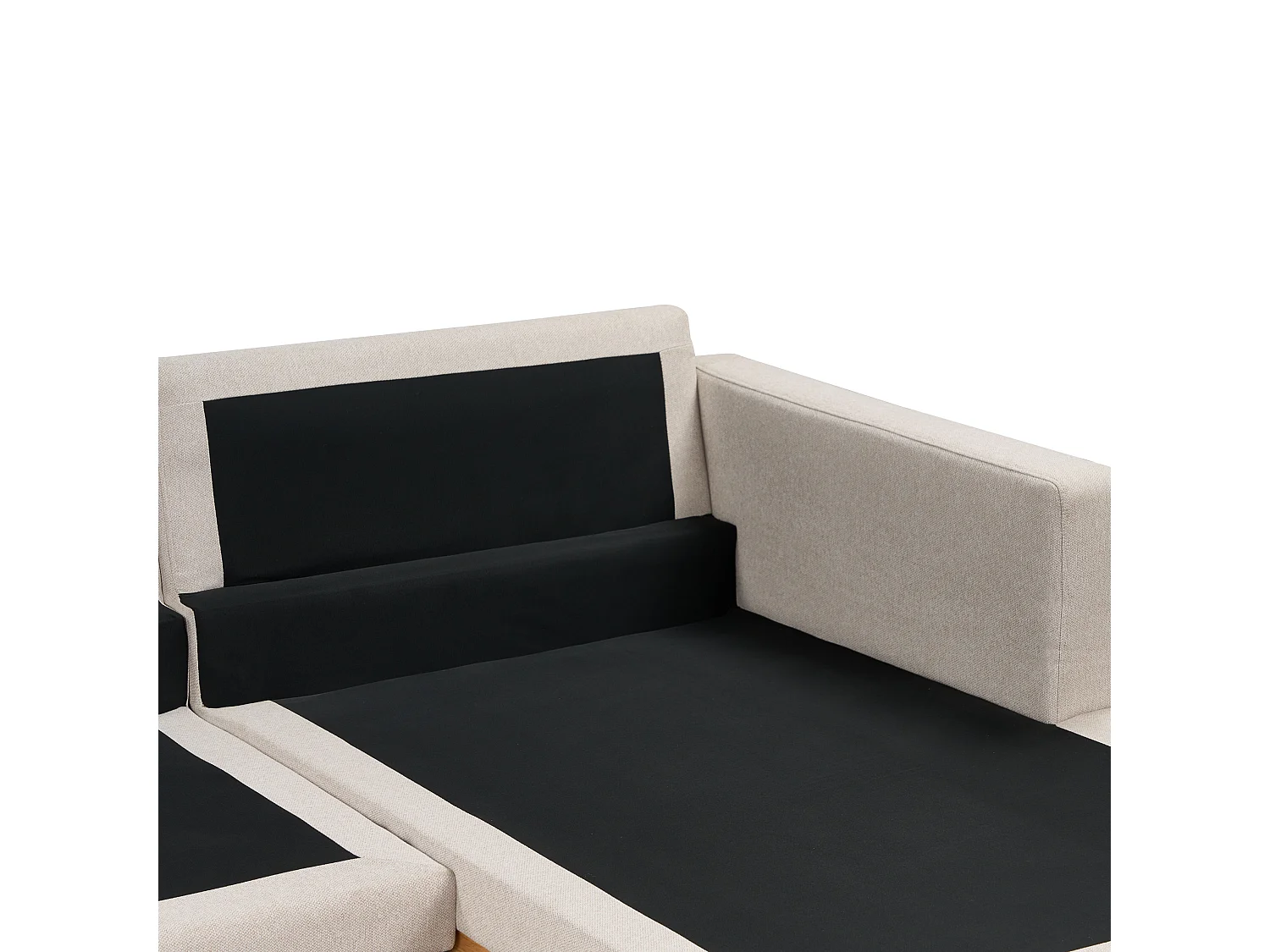 Canapé d'Angle à droite en Tissu Pieds en Bois Beige Siggard