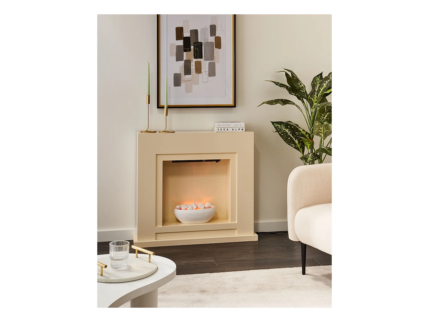 Elektrokamin mit Heizfunktion SAHARA Beige