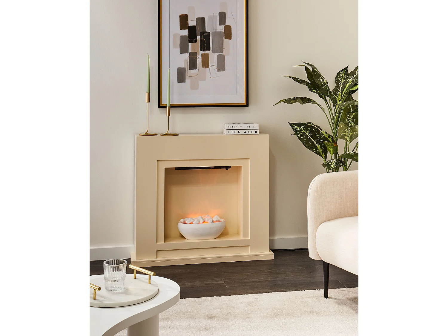 Electric Fireplace Heater SAHARA Beige