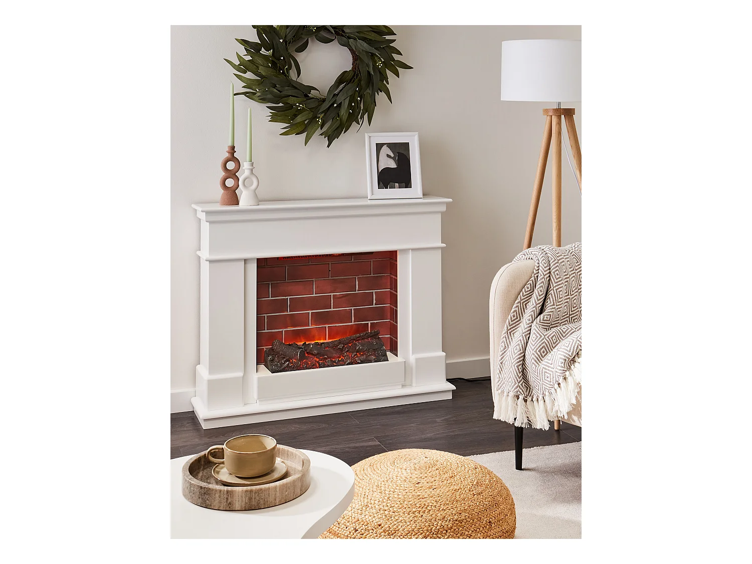 Elektrokamin mit Heizfunktion NAMIB mit Fernbedienung Weiss