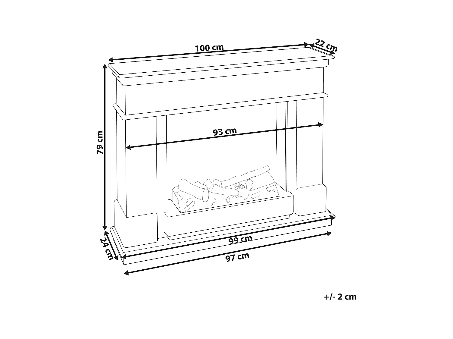 Elektrokamin mit Heizfunktion NAMIB mit Fernbedienung Weiss