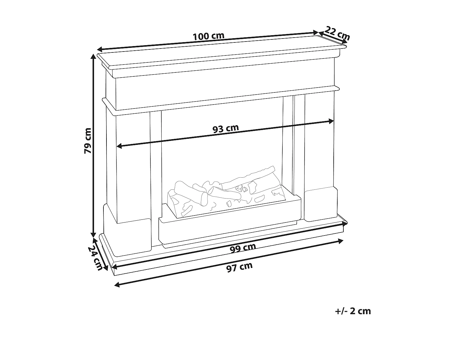Chauffage de cheminée électrique NAMIB Avec télécommande Blanc