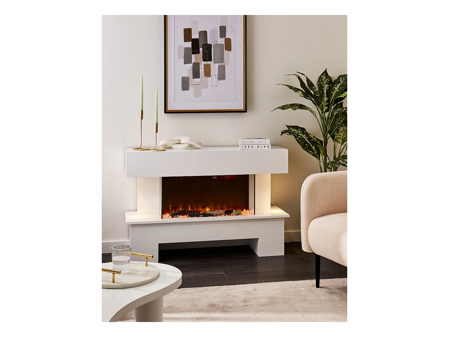 Elektrokamin mit Heizfunktion KALAHARI mit Fernbedienung Weiss