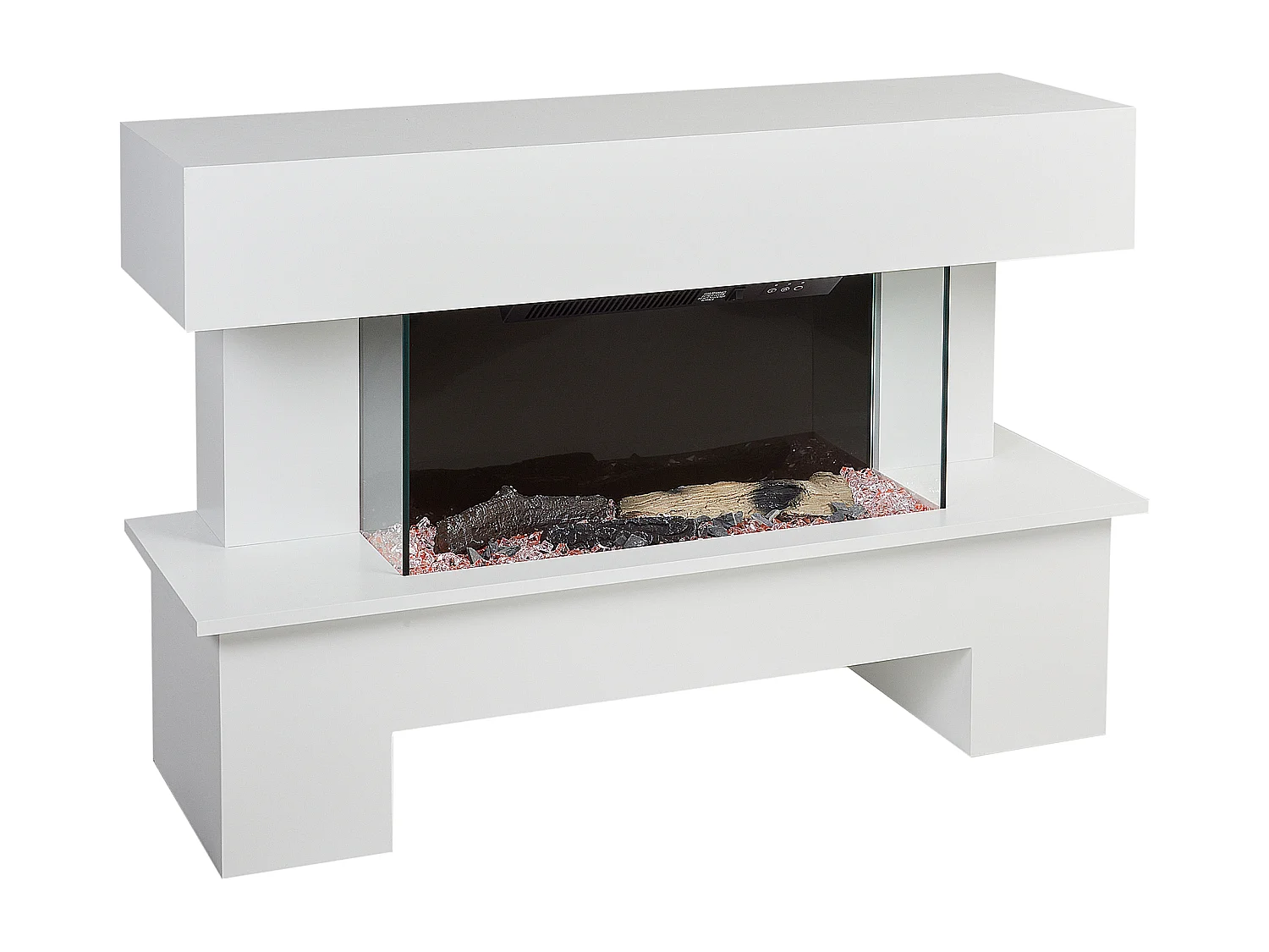 Chauffage de cheminée électrique KALAHARI Avec télécommande Blanc