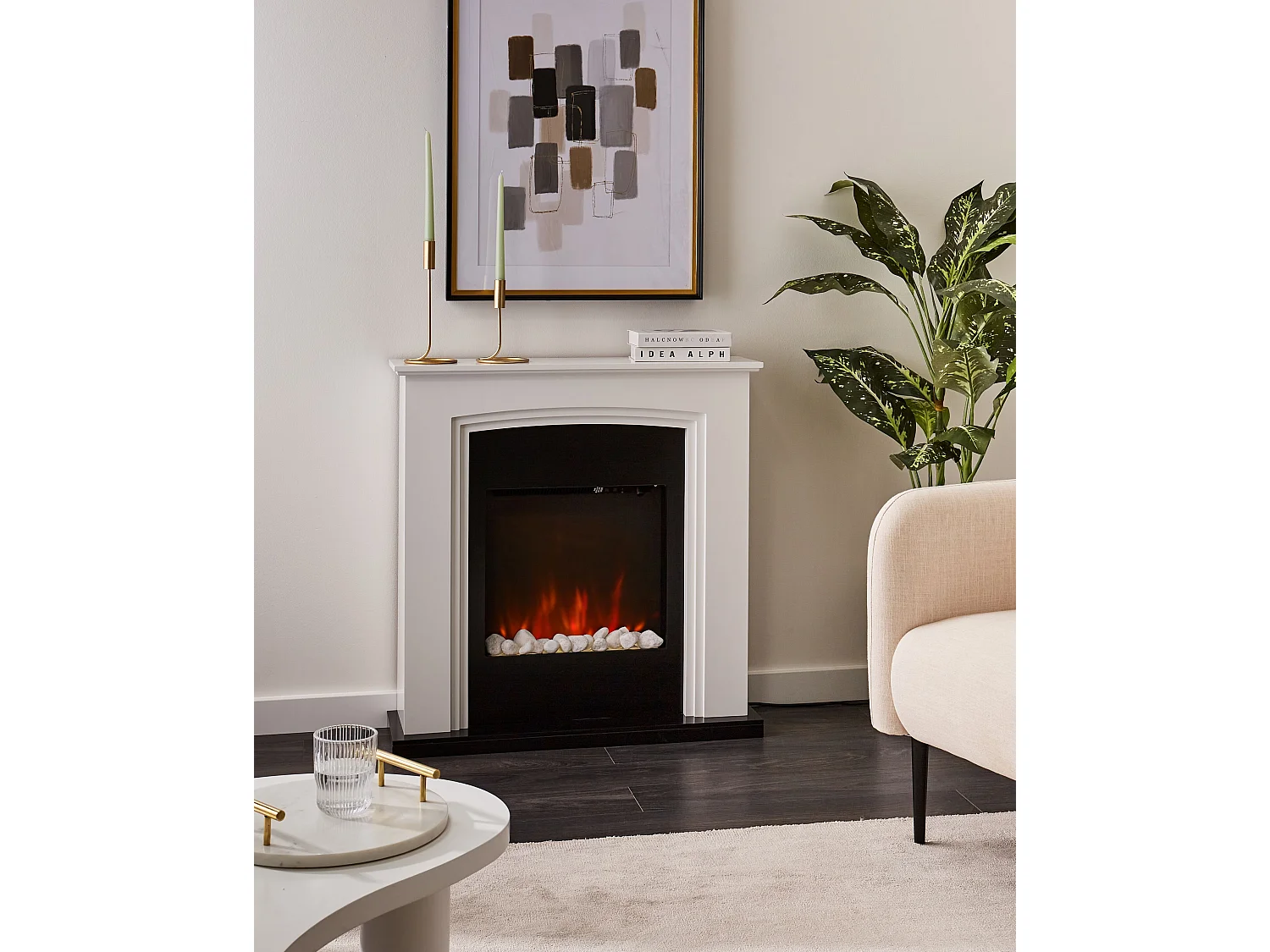 Chauffage de cheminée électrique NYIRI Blanc