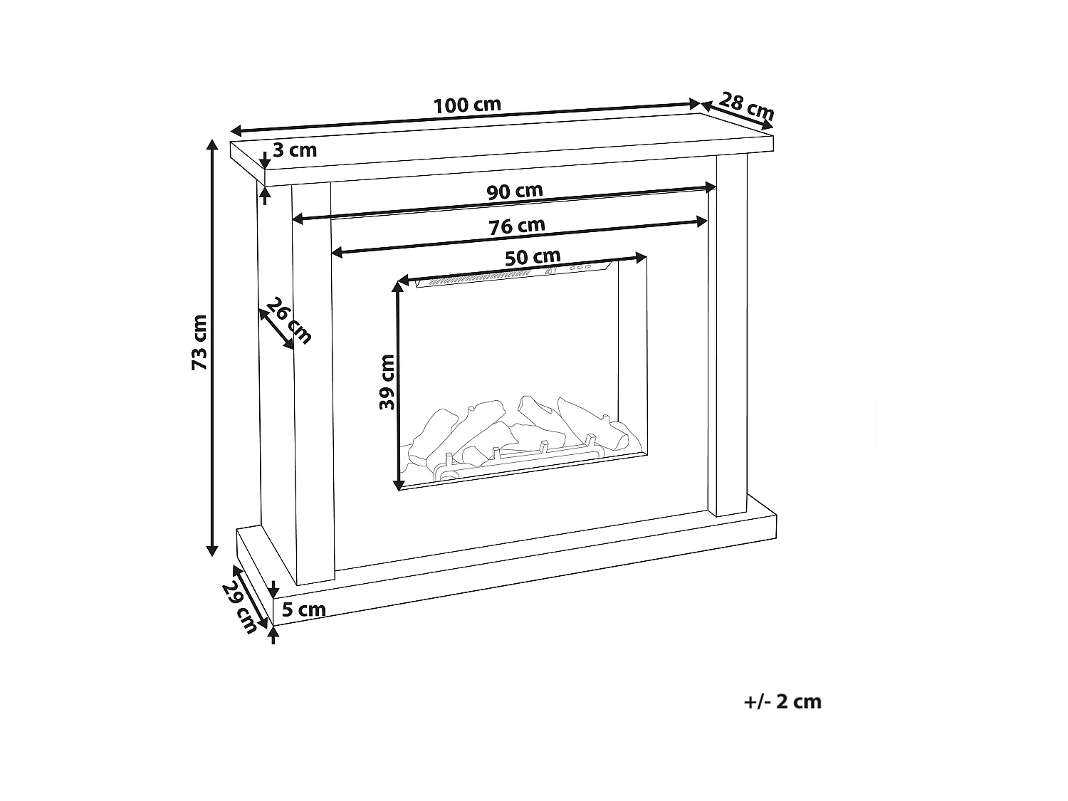 Stufa Elettrica per Camino KAROO con telecomando Bianco