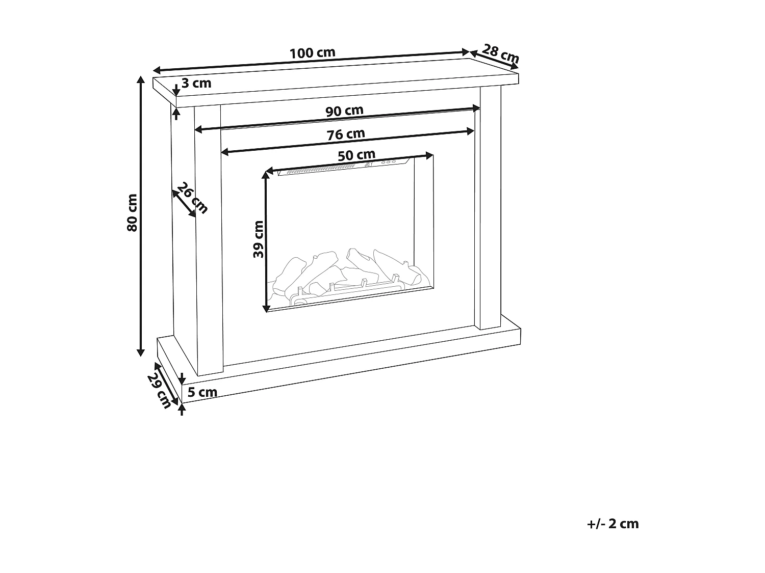 Elektrische haard met verwarmingsfunctie KAROO Wit