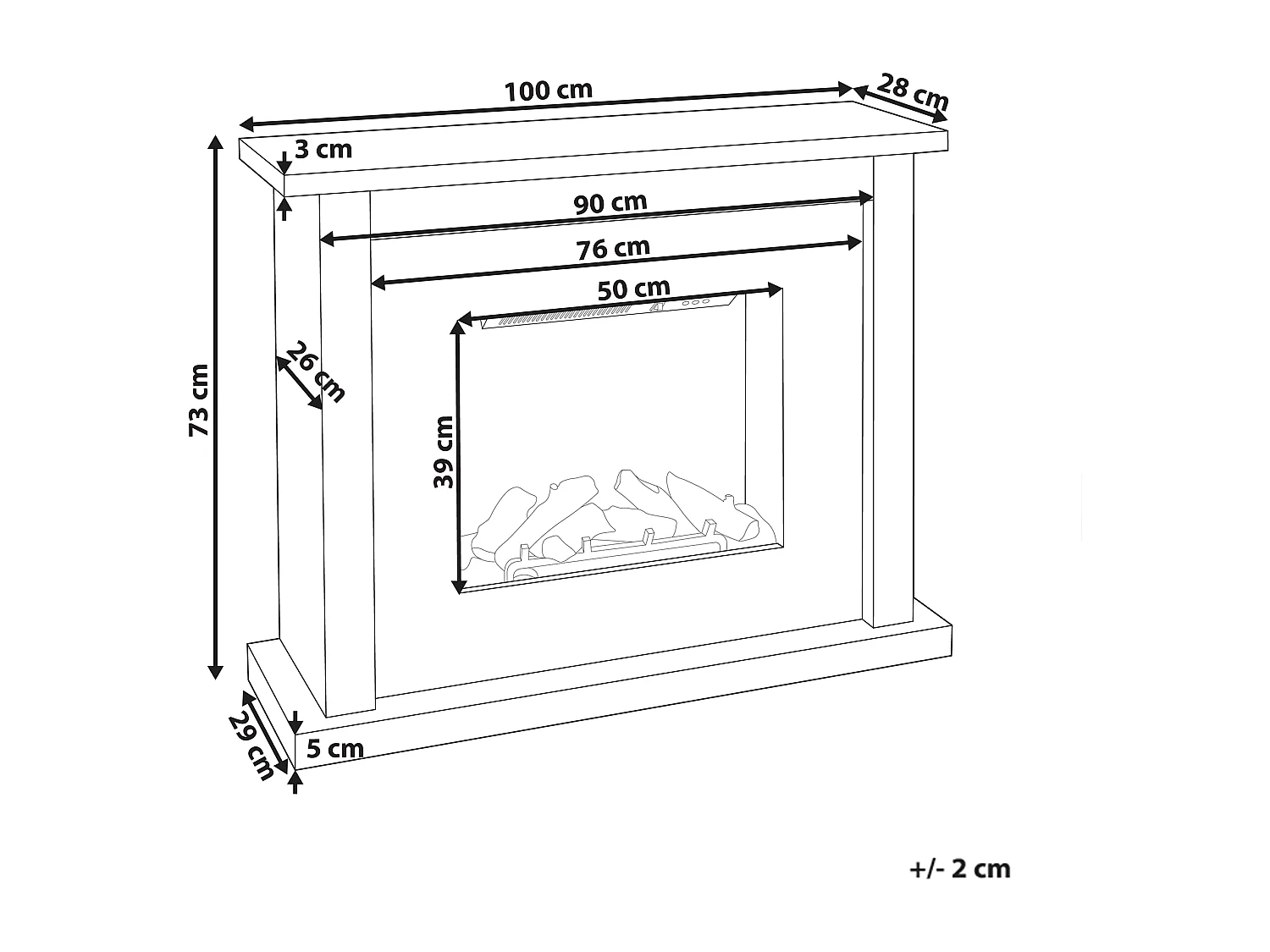 Elektrische haard met verwarmingsfunctie KAROO Wit