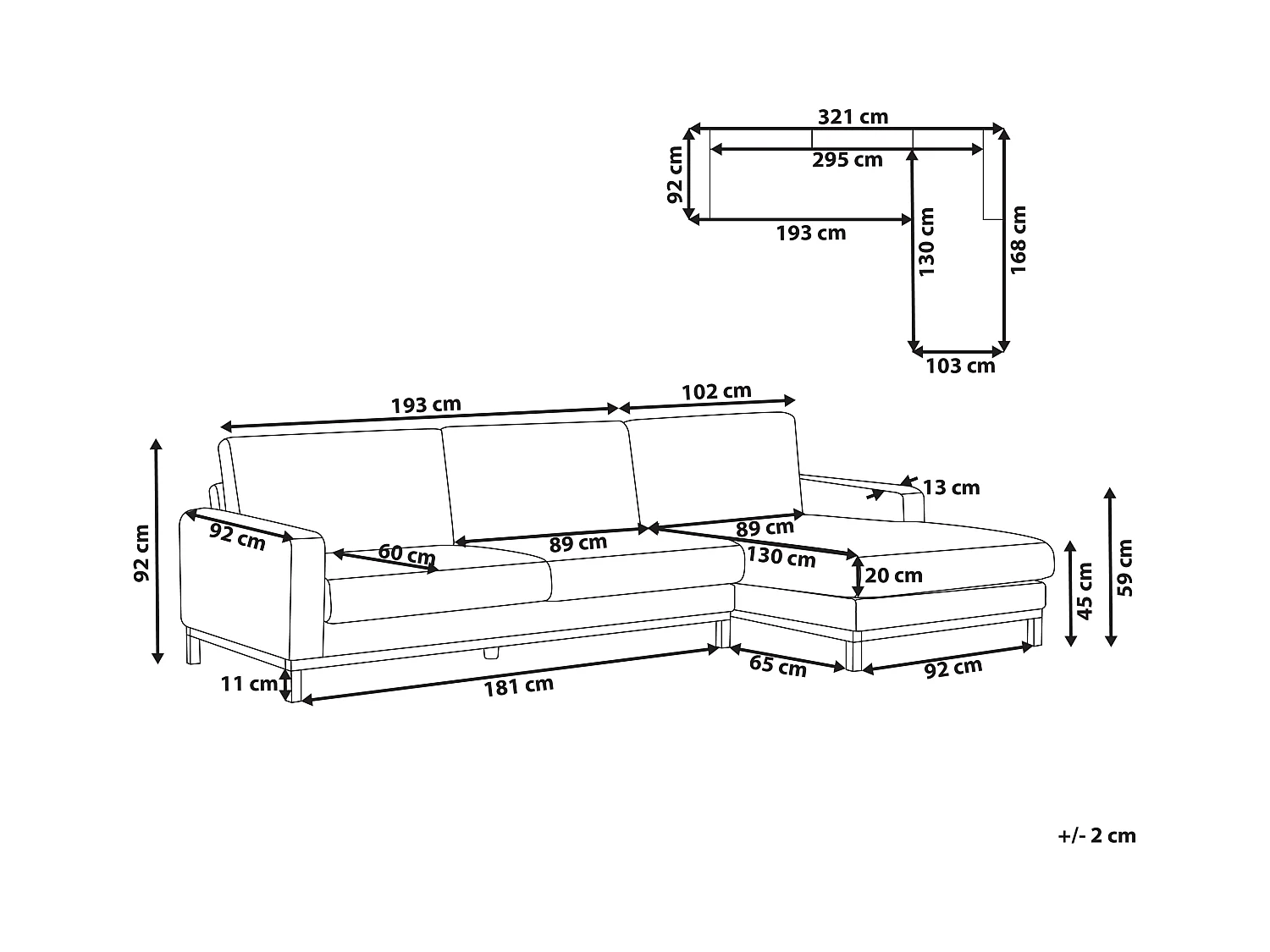 Canapé d'Angle à droite en Velours Côtelé Pieds en Bois Vert Siggard