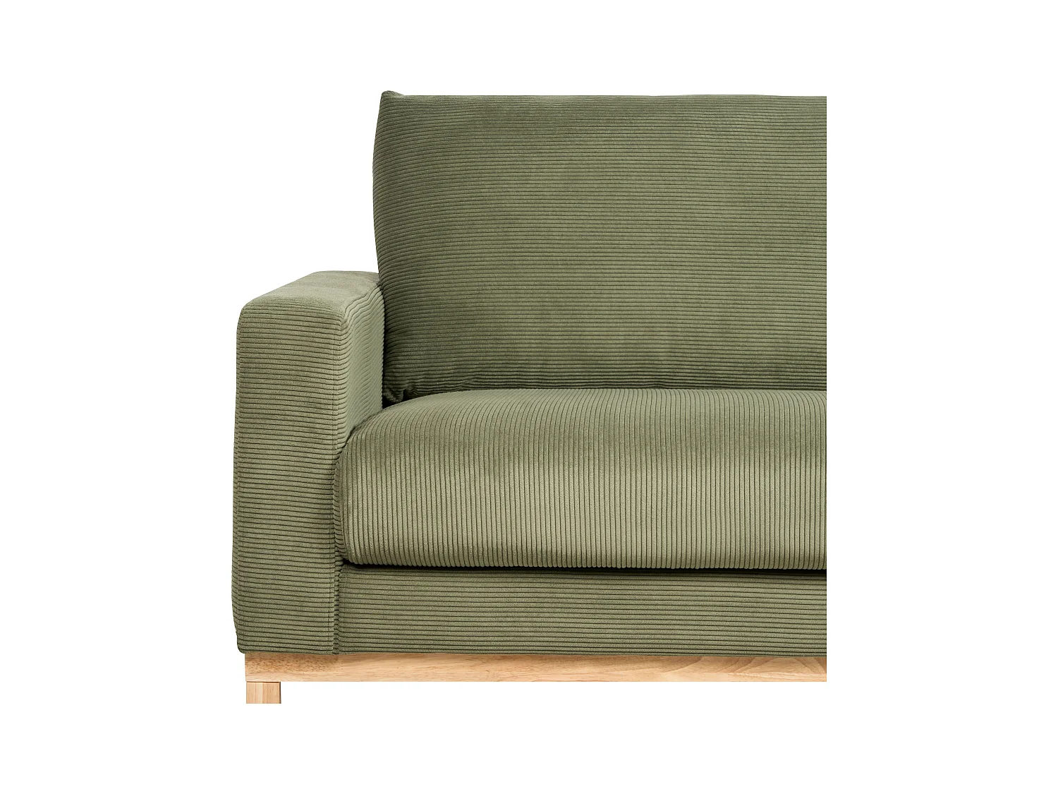 Canapé d'Angle à droite en Velours Côtelé Pieds en Bois Vert Siggard