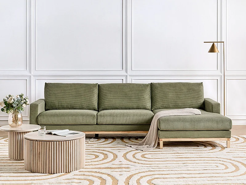 Divano angolare SIGGARD Velluto a coste Verde 4 posti Lato Sinistro