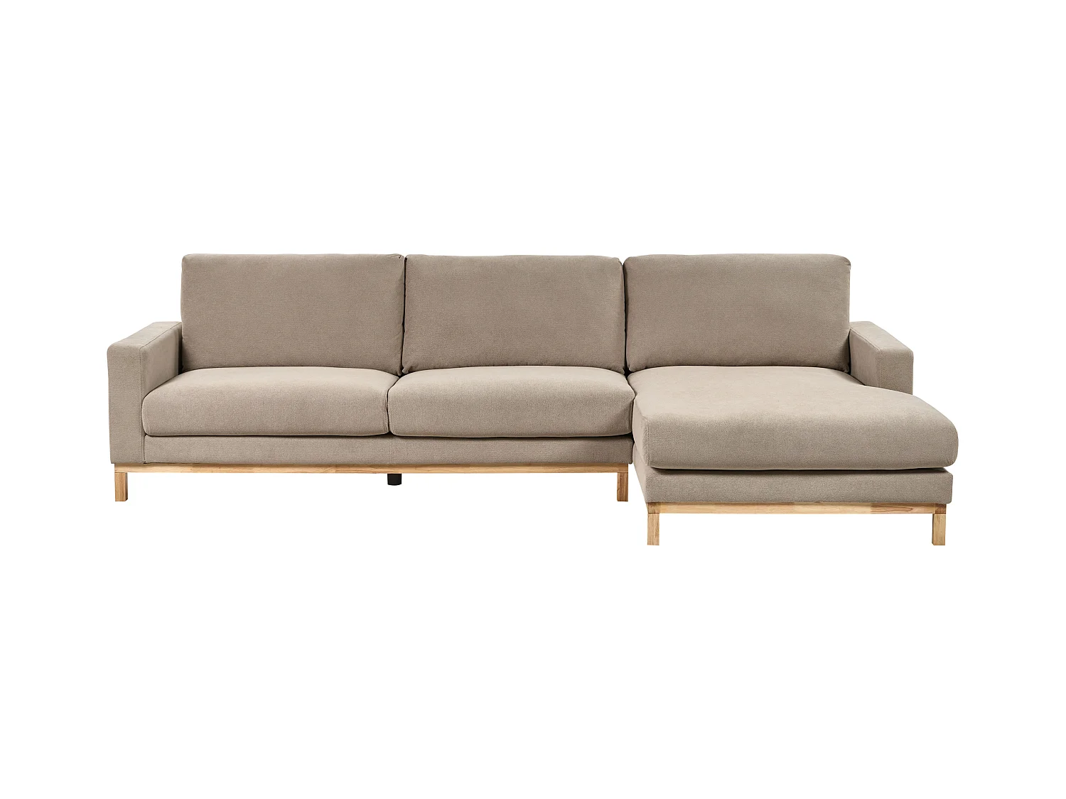 Canapé d'Angle à droite en Tissu Pieds en Bois Taupe Siggard