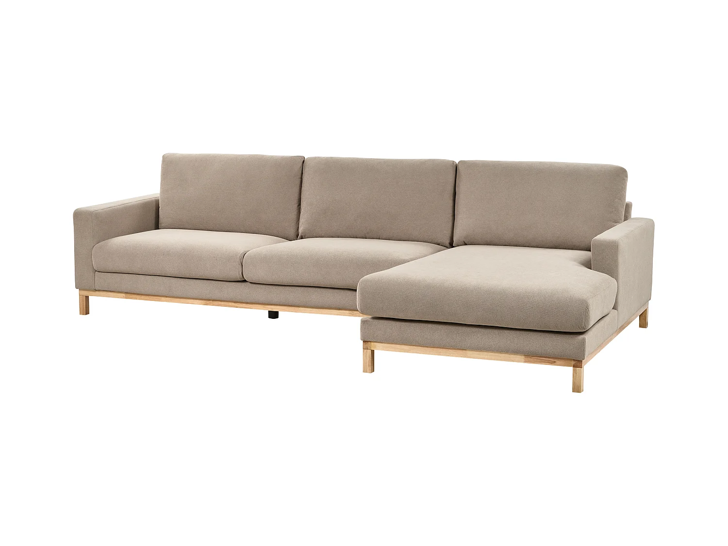 Canapé d'Angle à droite en Tissu Pieds en Bois Taupe Siggard