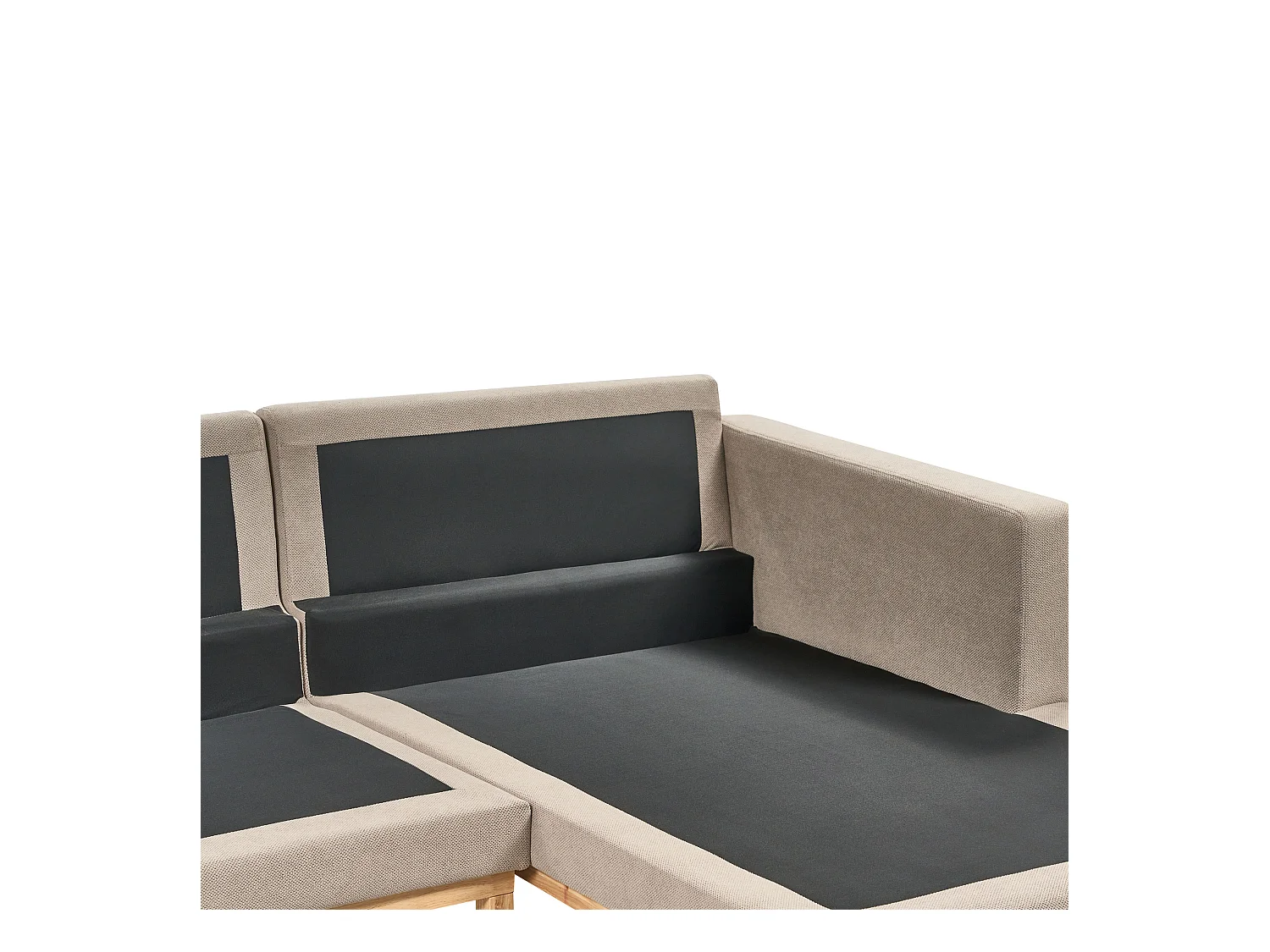 Canapé d'Angle à droite en Tissu Pieds en Bois Taupe Siggard