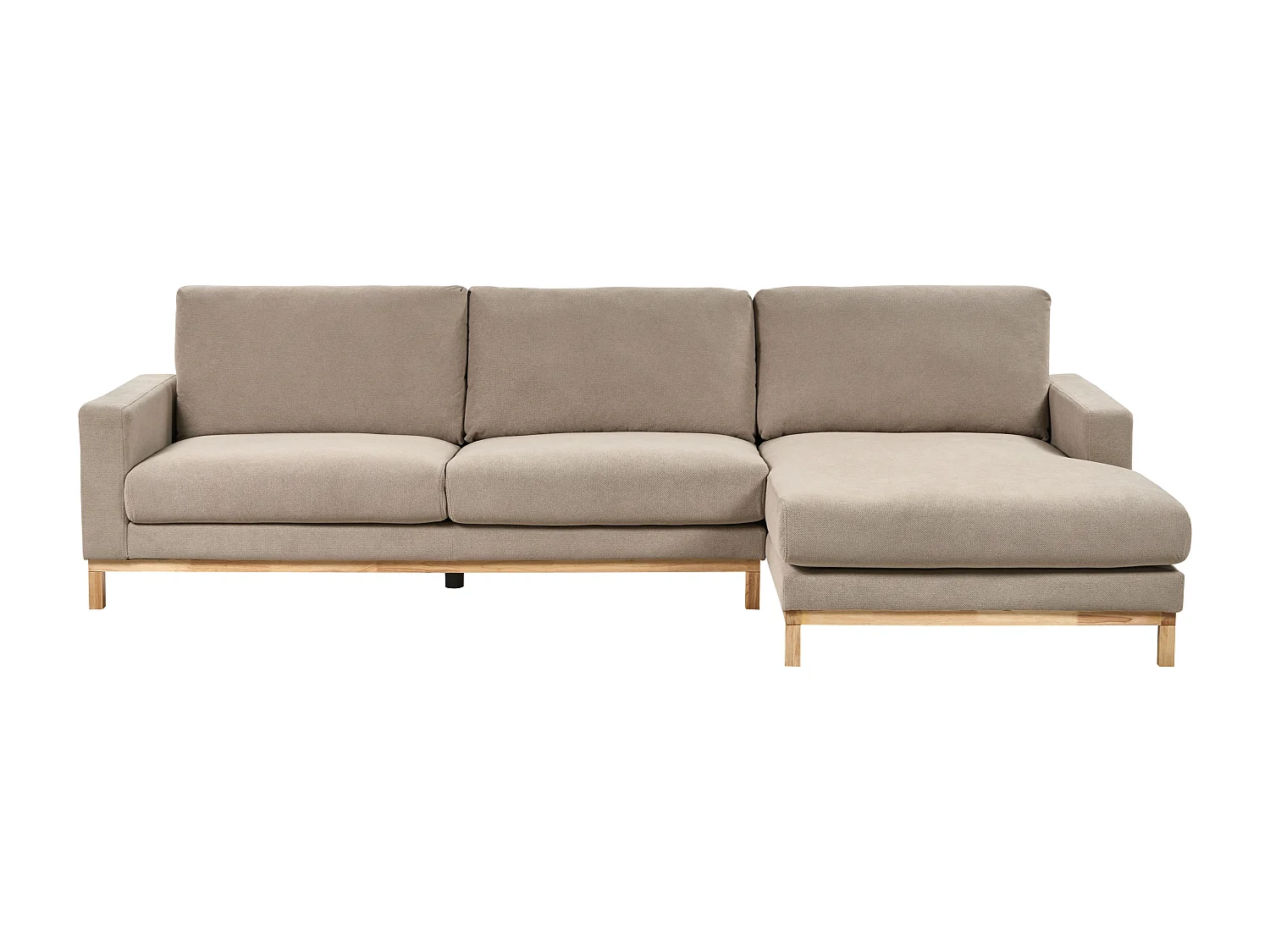 Canapé d'Angle à droite en Tissu Pieds en Bois Taupe Siggard